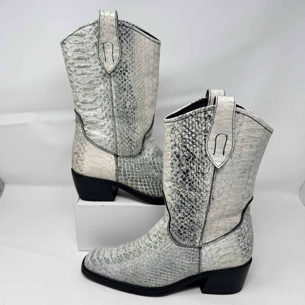 Vintage Tony Lama Vaquero Python Exotic Cowboy Boots Women 8.5 M Western Y2K